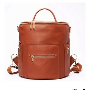 Elegant Tan Leather Backpack